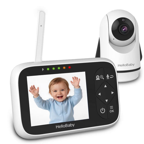 Baby Monitor-Hb6336 with Camera and Audio, 3.2" IPS Color Display, Full Remote Pan Zoom, IR Night Vision, 1000 Ft. Range, Wall Mount, No Wifi Baby Camera Monitor