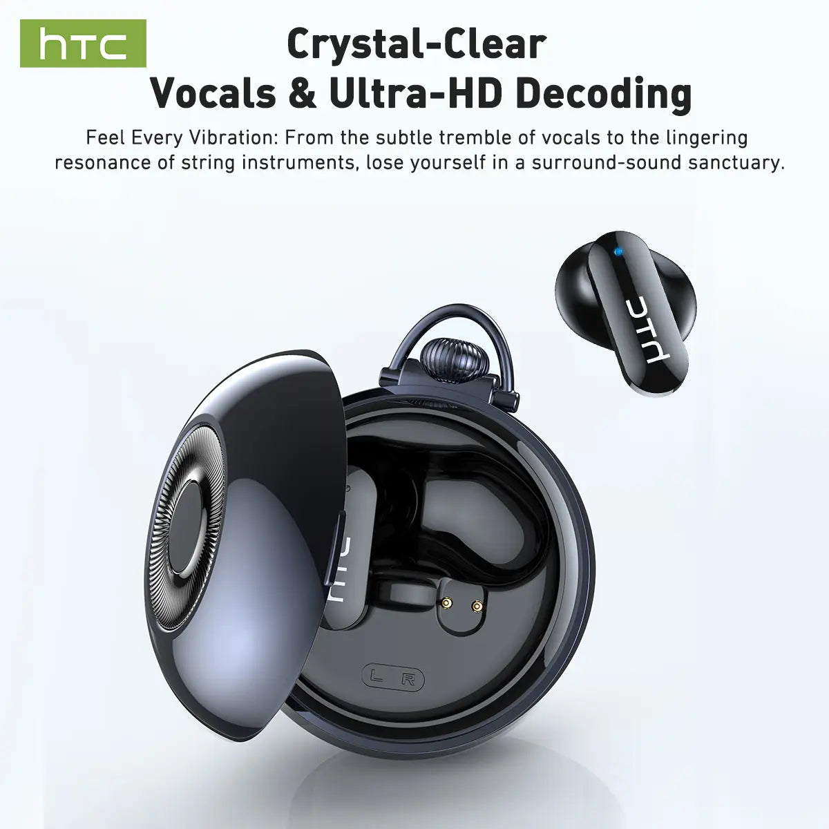 HTC NE71 Wireless Earbuds Bluetooth 6.0 Earphones Touchscreen Earbuds, Suitable for Office, Sports, Study and Audio Calls, Waterproof Headsets, Long Battery Life Built-In Microphones Bluetooth Headphones