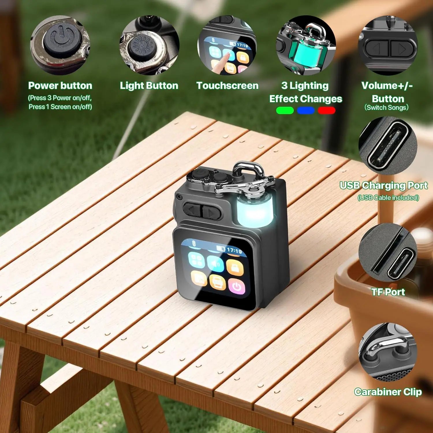 Portable Small Speaker, USB Rechargeable Wireless Mini Speaker with Touch Screen, Multifunctional Wireless Mini Speaker for Outdoor Travel, Home Showering, Audio