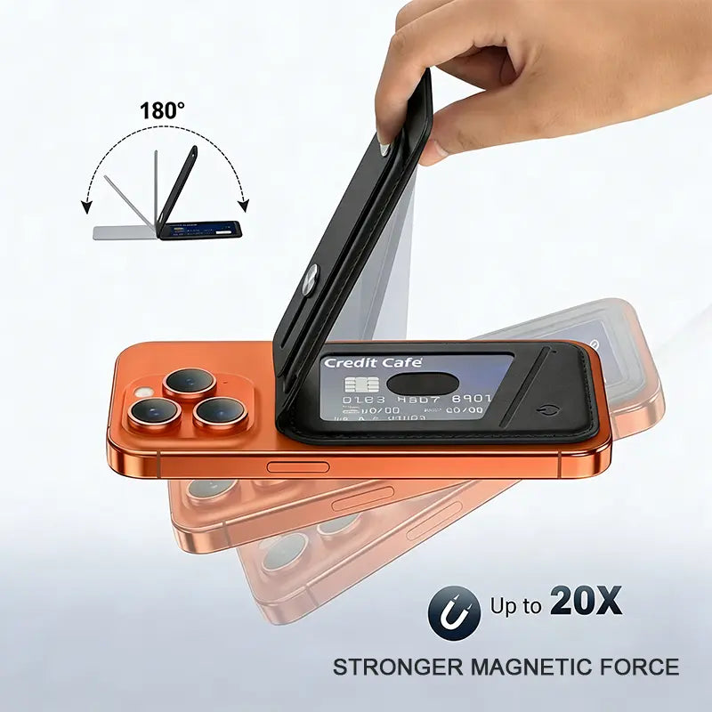 Magsafe Wallet Work with Apple Find My Functionality, 8 Cards Holder, Slim Phone Wallet, Strong Magnet with Multi-Angle Stand, RFID Shielding Vegan Leather