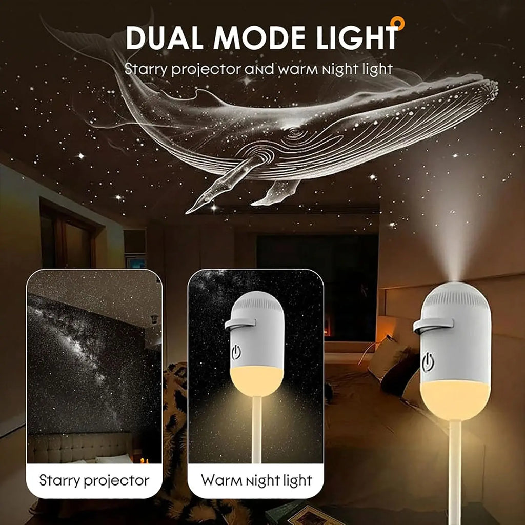 2-In-1 Galaxy Projector & Night Light, 360° Adjustable LED Space Galaxy Lamp, Milky Way Mood Lighting, HD Image Star Projectors for Bedroom Hallway Ceiling Decor