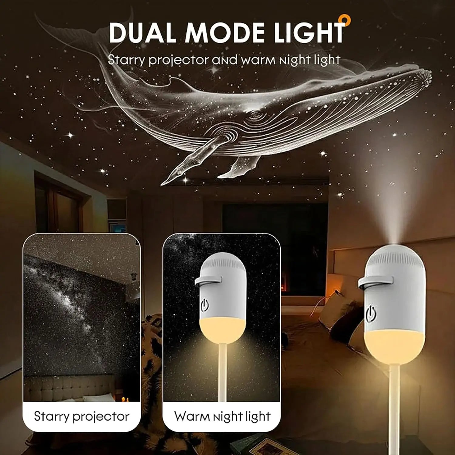 2-In-1 Galaxy Projector & Night Light, 360° Adjustable LED Space Galaxy Lamp, Milky Way Mood Lighting, HD Image Star Projectors for Bedroom Hallway Ceiling Decor