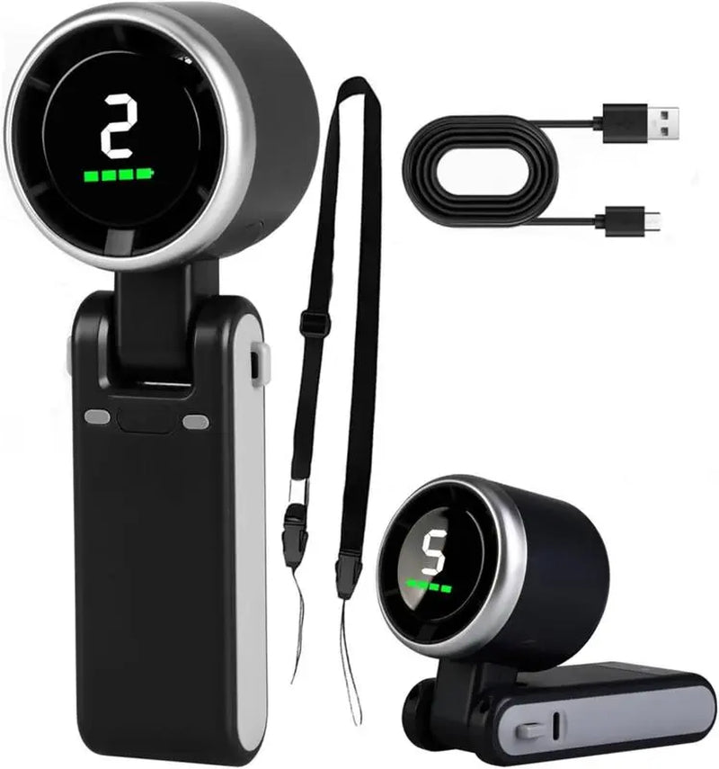 Portable Handheld Turbo Fan, 5 Gear Wind,4000Mah Battery Operated, up to 10 Working Hours, 3 in 1 Hand Fan Rechargeable with Air Turbo Tech Cooling Fan for Outdoor Activities, Travel, Working Fathersdaygift