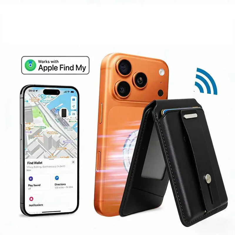 Magsafe Wallet Work with Apple Find My Functionality, 8 Cards Holder, Slim Phone Wallet, Strong Magnet with Multi-Angle Stand, RFID Shielding Vegan Leather