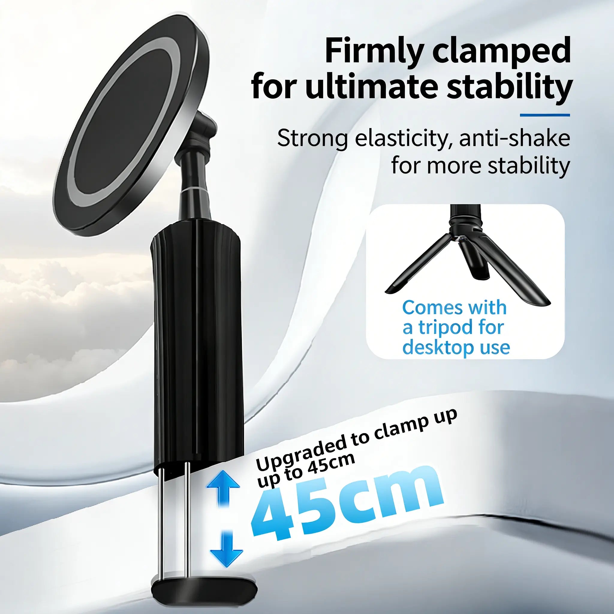 This 360° Rotatable Magnetic Phone Stand for Desktop Is Compatible with Magsafe. It Features an Adjustable Length and Is Suitable for Iphone 16 Pro Max, 15 Pro Max, 14 Plus, 13 Mini, as Well as 4-7 Inch Phones.