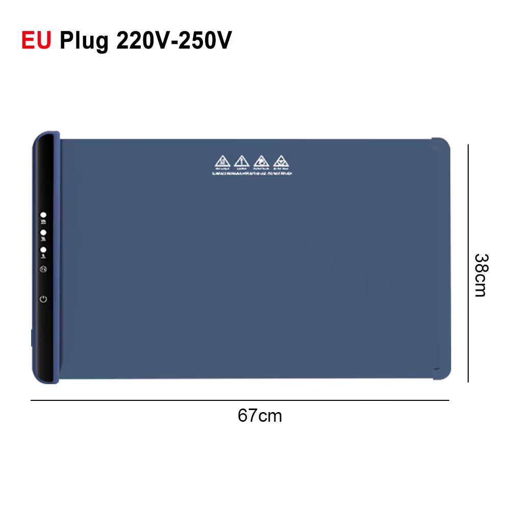 Electric Warming Tray Food Warmer Plate Foldable Portable Smart Food Fast Heating Mat Electric Warming Tray with 3 Tem Setting