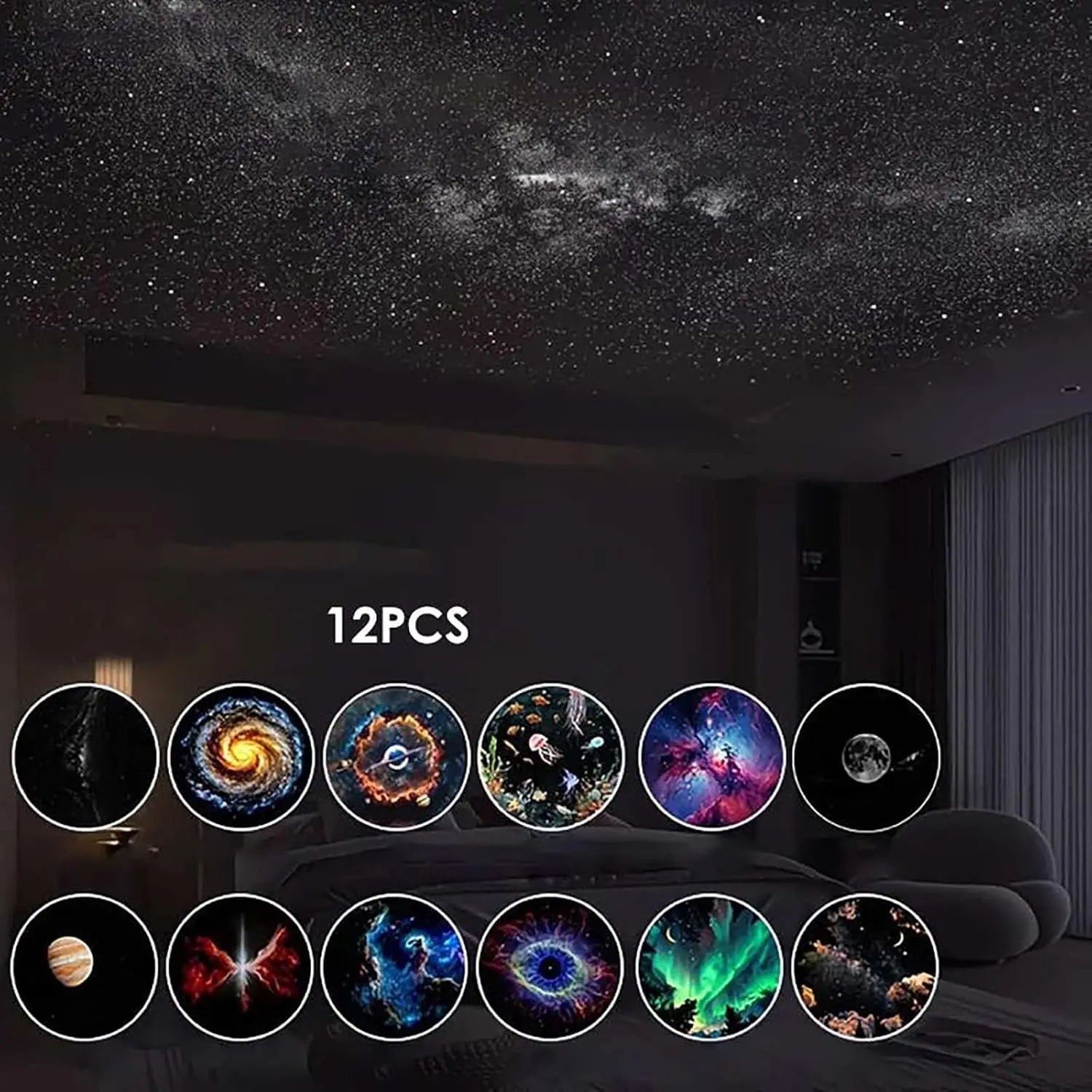 2-In-1 Galaxy Projector & Night Light, 360° Adjustable LED Space Galaxy Lamp, Milky Way Mood Lighting, HD Image Star Projectors for Bedroom Hallway Ceiling Decor