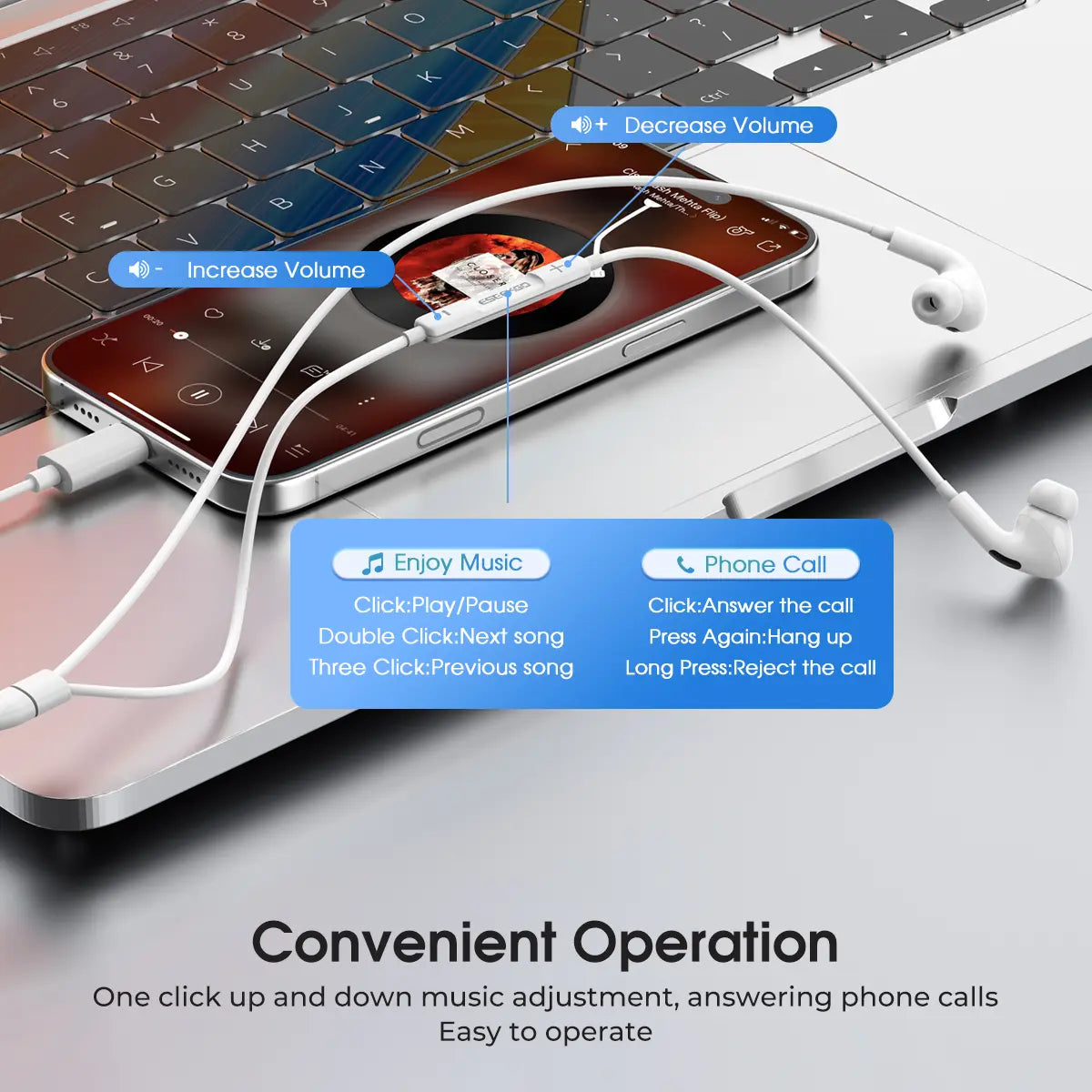 Type C Wired Earphones, USB C in Ear Wired Earplugs for Iphone 17 16 15 Galaxy S25 S24 S23 Pixel 11 10 9, Wired Earbuds with Built-In Microphone & Volume Control, Plug & Play Headphones