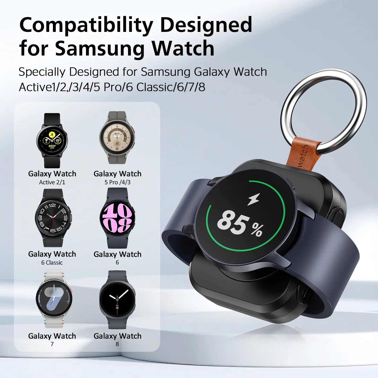 Portable Charger for Samsung Galaxy Watch Active 1/2/3/4/5 Pro/6 Classic/6/7/8 with Capacity of 1200 Mah and Supports Fast Wireless Charging