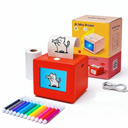 AI Sticker Printer, Smart AI Voice Printer with Screen, Mini Thermal Label Maker for Home & DIY, Inkless Voice-Activated Image