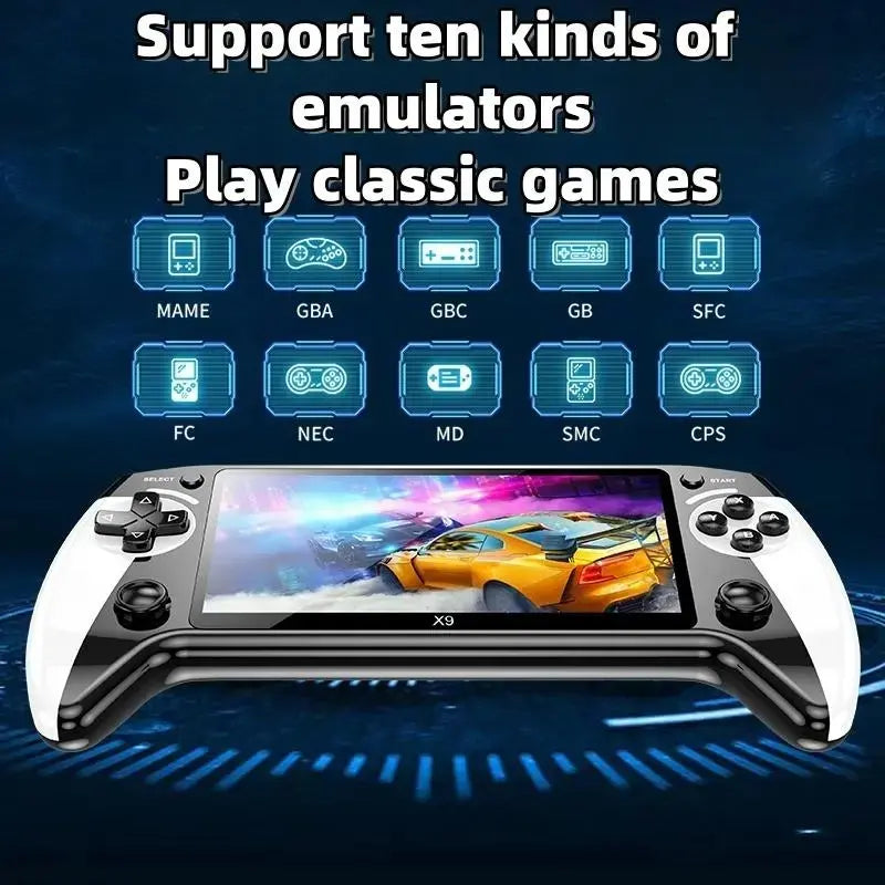 X9 Handheld Game Console, Rechargeable Portable Gaming Machine, 5.5 Inch HD Screen, Retro Arcade with 3500 Games, Home & Travel Use