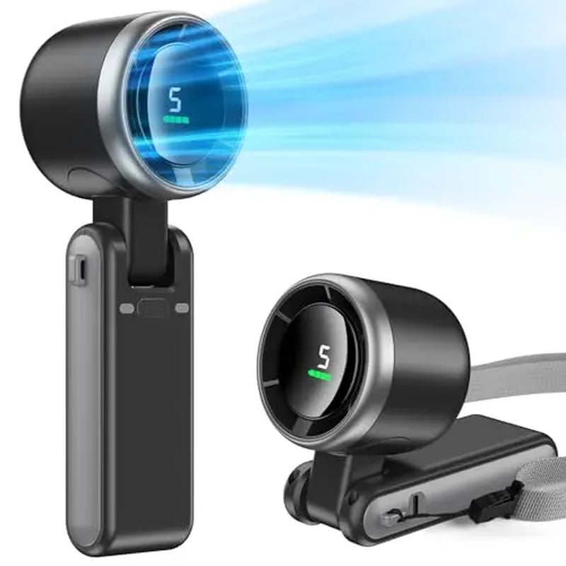 Portable Handheld Turbo Fan, 5 Gear Wind, Battery Operated, up to 12 Working Hours, 3 in 1 Hand Fans with Air Turbo Tech Cooling Fan for Outdoor Activities, Travel, Beach