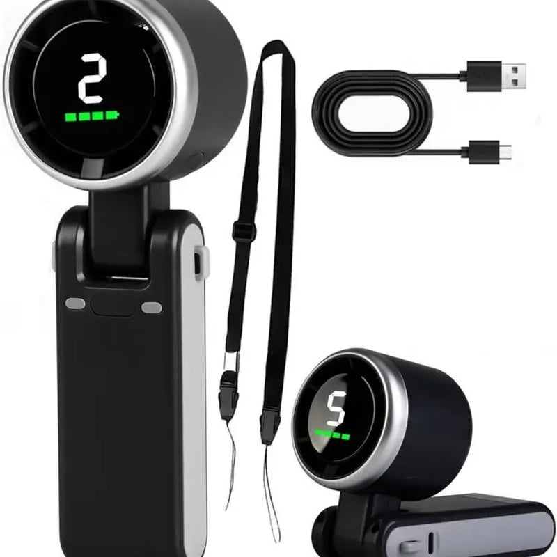 Portable Handheld Turbo Fan, 5 Gear Wind,4000Mah Battery Operated, up to 10 Working Hours, 3 in 1 Hand Fan Rechargeable with Air Turbo Tech Cooling Fan for Outdoor Activities, Travel, Working Fathersdaygift