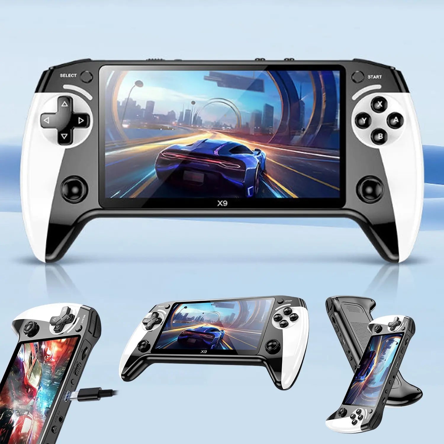 X9 Handheld Game Console, Rechargeable Portable Gaming Machine, 5.5 Inch HD Screen, Retro Arcade with 3500 Games, Home & Travel Use