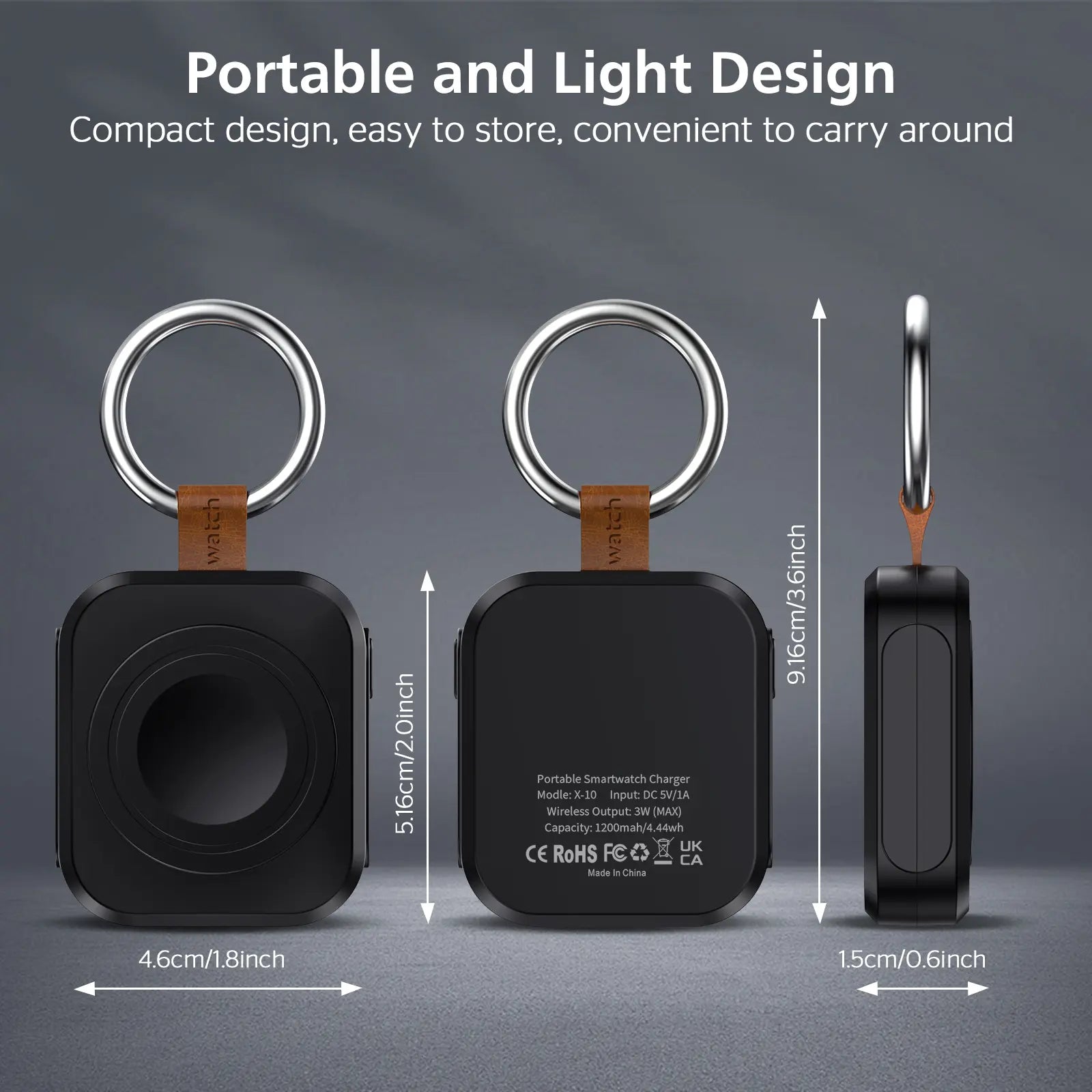 Portable Charger for Samsung Galaxy Watch Active 1/2/3/4/5 Pro/6 Classic/6/7/8 with Capacity of 1200 Mah and Supports Fast Wireless Charging