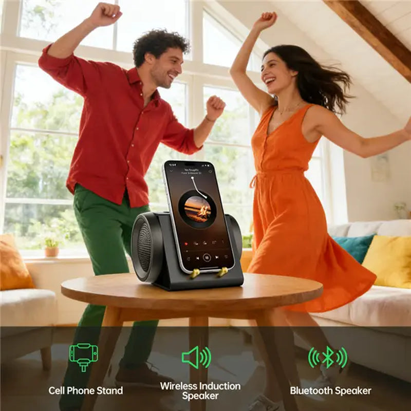 【Mother'S Day Gifts】Wireless Induction Speaker Stand for Phone, Portable Audio Amplifier, 2-In-1 Desktop Holder for Smartphone/Tablet, Resonance Sound Technology for Home Office Travel Shower, Gadget Gifts