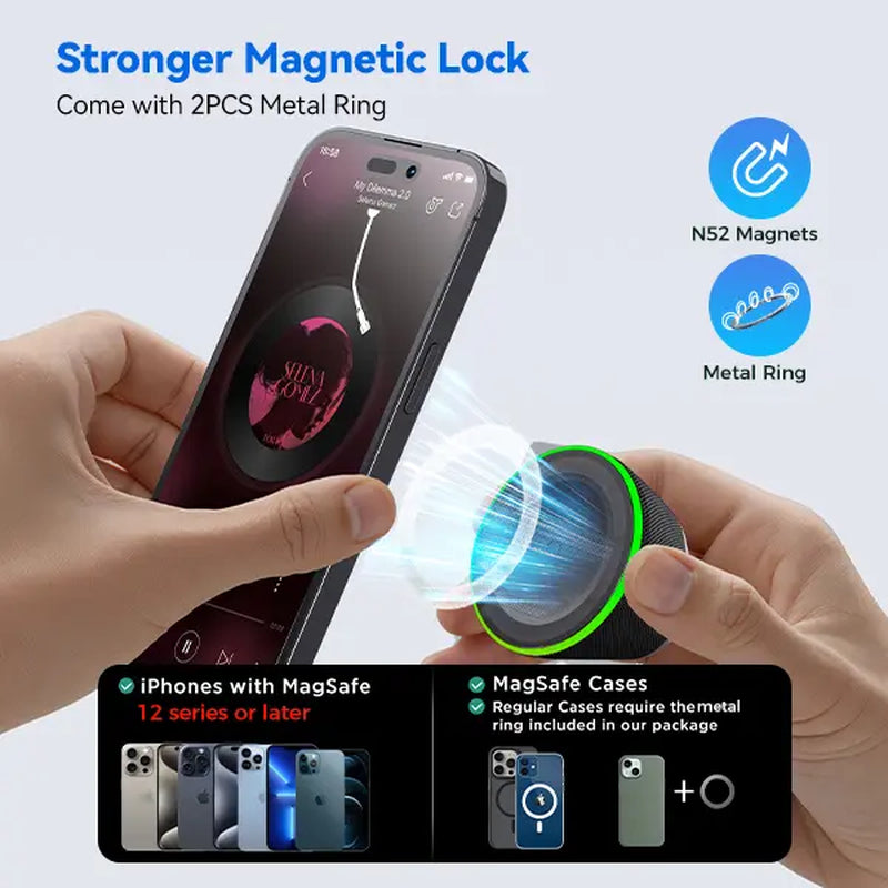 Portable Speaker Phone Stand Gifts: Valentines Gifts for Her Him Adults Teens, 2 in 1 Magnetic Bluetooth Speakers, Loud Sound IPX5 Waterproof, 9 Light Modes, TWS, Home/Office/Travel Essentials-Black