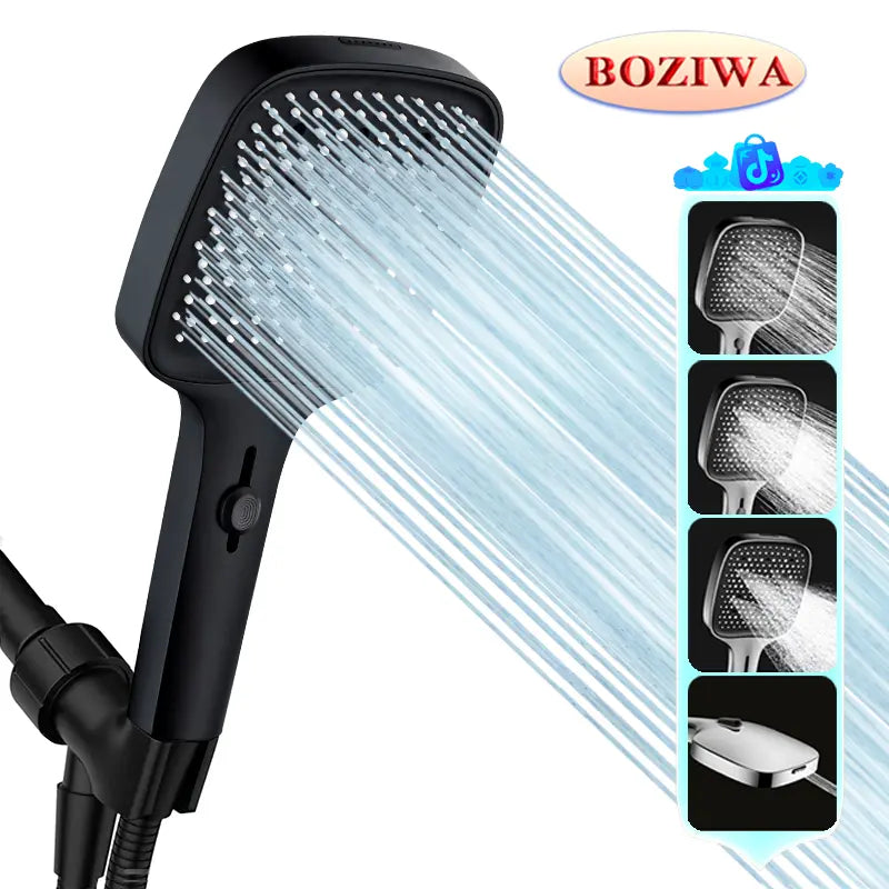 Boziwa Handheld Infinite Sliding Knob Shower Head High-Pressure Power Wash - 4-Setting Massage Spray, 60'' Hose,Chrome Finish, Easy Install,Low Flow,Anti-Clogging Nozzles