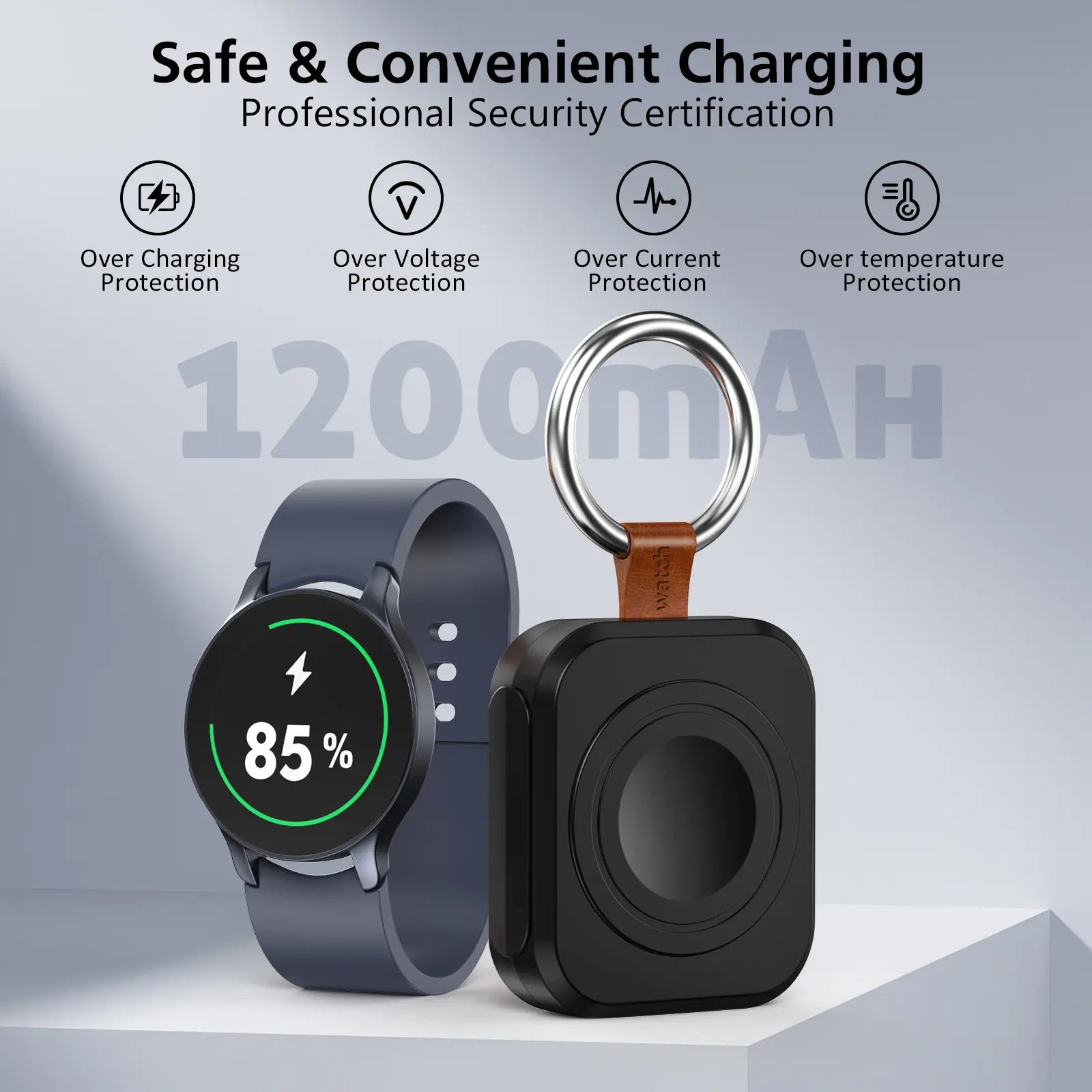 Portable Charger for Samsung Galaxy Watch Active 1/2/3/4/5 Pro/6 Classic/6/7/8 with Capacity of 1200 Mah and Supports Fast Wireless Charging