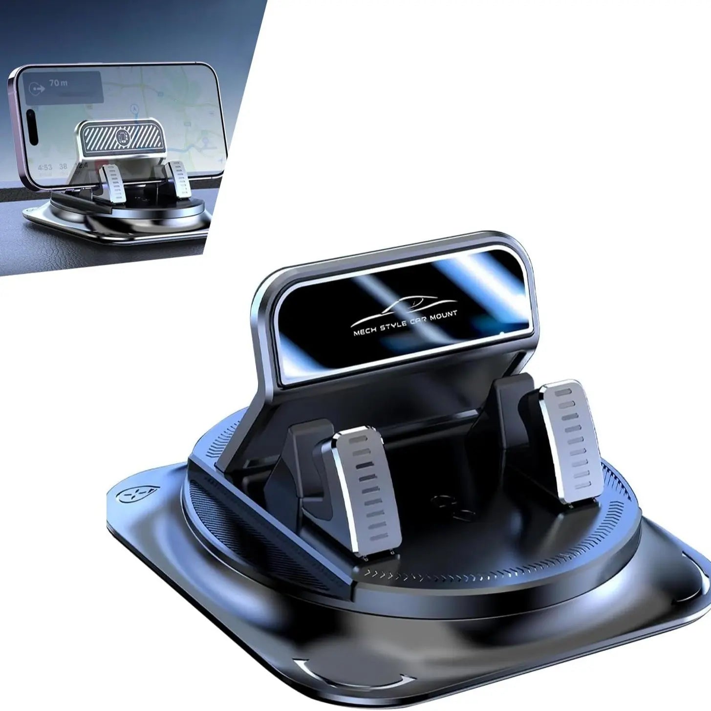 Universal Car Phone Mount, 360° Rotatable Dashboard Phone Holder with Anti-Slip Stable Base, Compatible with All Smartphones