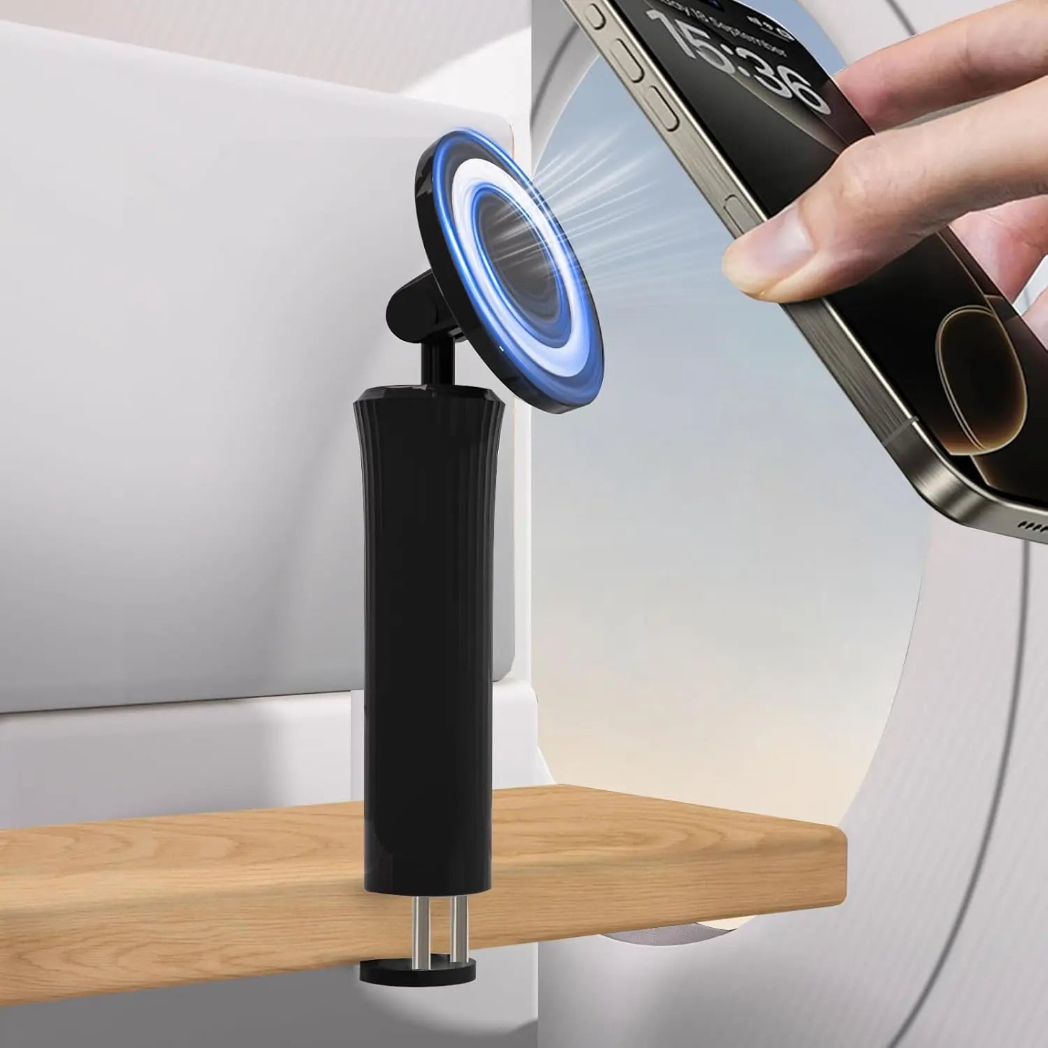 This 360° Rotatable Magnetic Phone Stand for Desktop Is Compatible with Magsafe. It Features an Adjustable Length and Is Suitable for Iphone 16 Pro Max, 15 Pro Max, 14 Plus, 13 Mini, as Well as 4-7 Inch Phones.