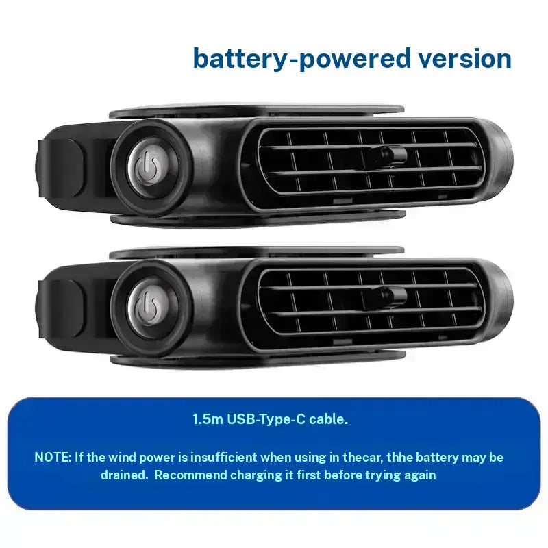 JOYTUTUS Car Seat Fan USB Plug in Dual Turbo High Wind Power Car Interior Rear Pillow Car Fan with Independent Switch & Adjustable Air Outlet for Personalized Comfort