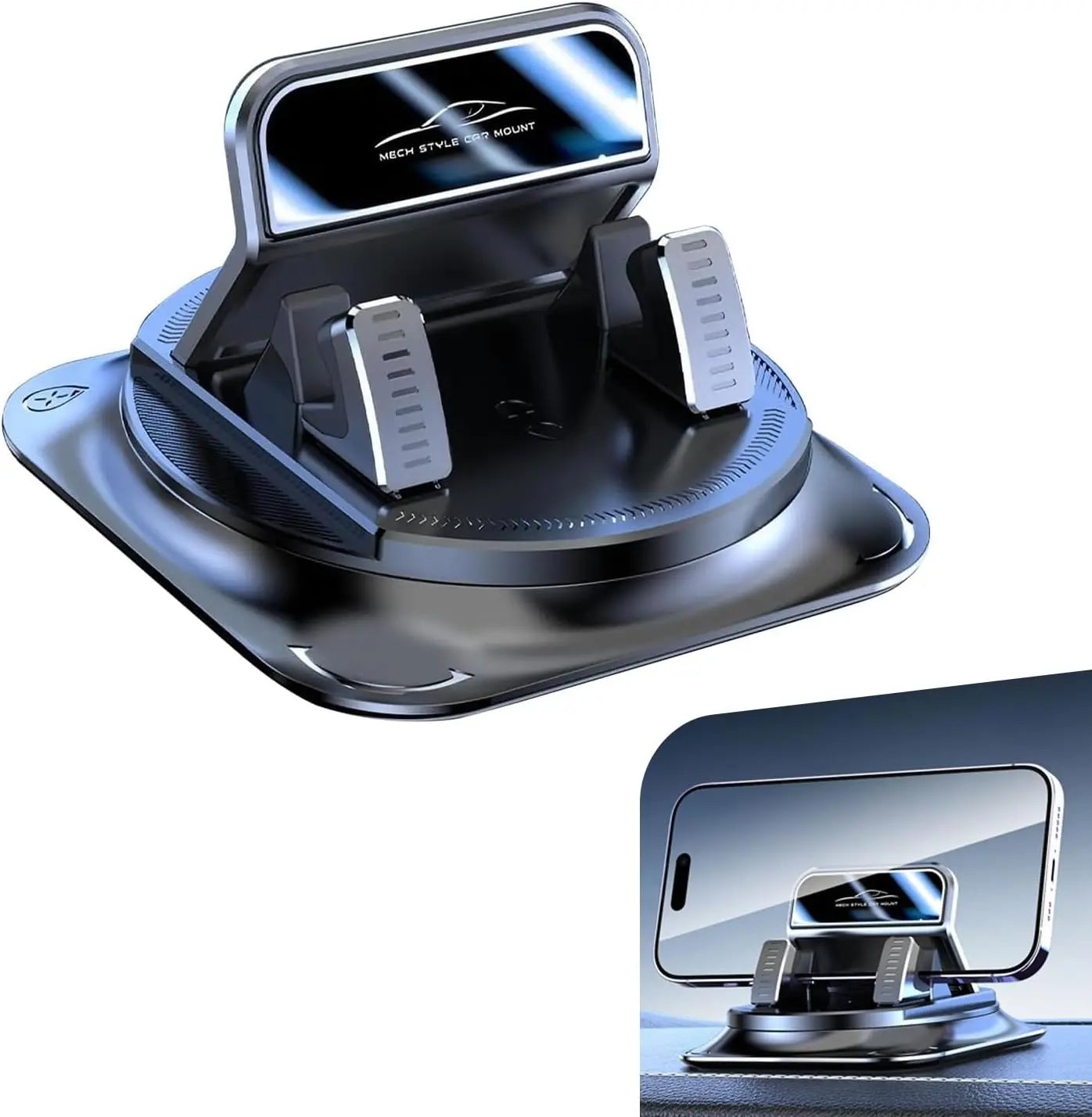 Universal Car Phone Mount, 360° Rotatable Dashboard Phone Holder with Anti-Slip Stable Base, Compatible with All Smartphones