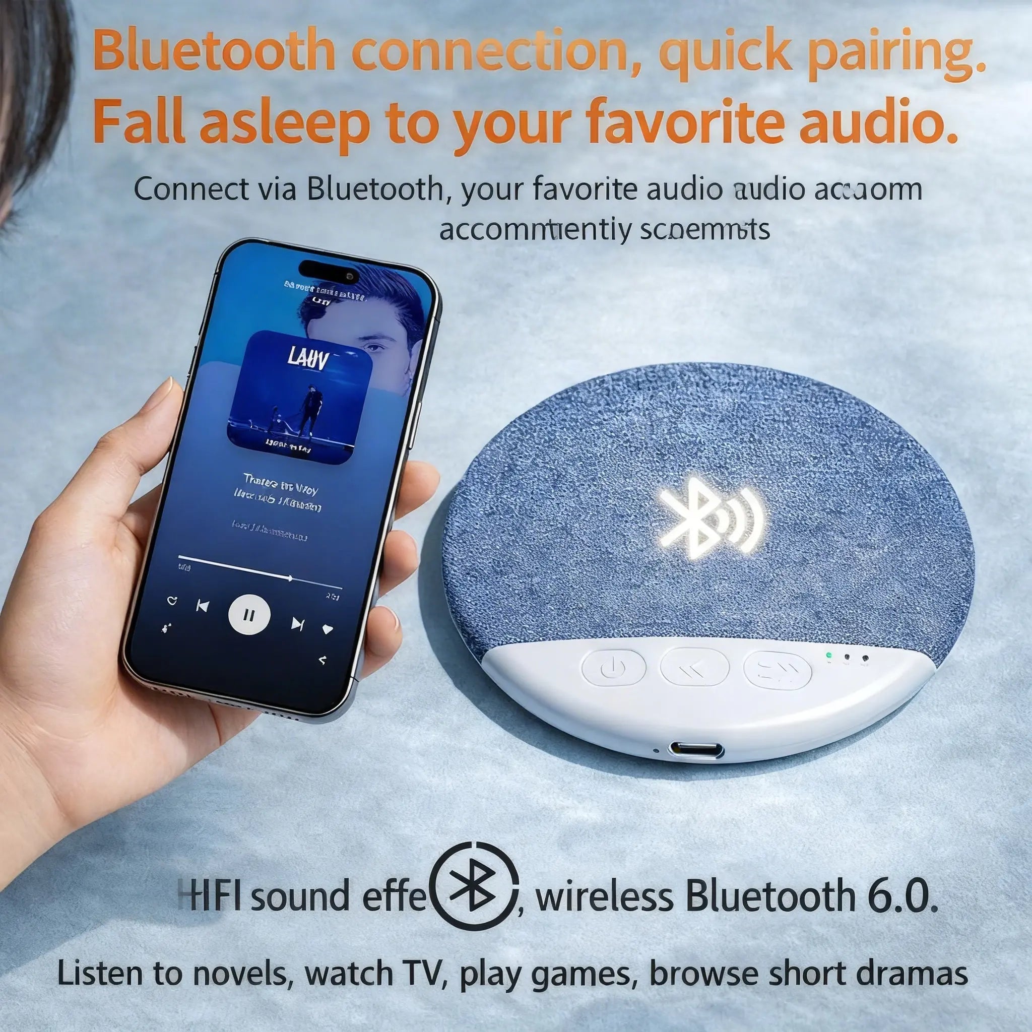S1 Ultra-Thin Pillow Speaker Supports 6.0 and 3D White Noise Say Goodbye to Painful Earbuds—Choose Our Ultra-Thin Pillow Speaker Built-In Sleep Sounds with Soft, Immersive Soundstage Compatible with Android and Ios Companion Bluetooth Alexa Smart Deep