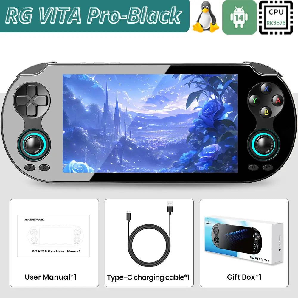 ANBERNIC RG VITA / RG VITA Pro Handheld Game Console 5000Mah Android Video Gaming Player Supports Bluetooth Gift