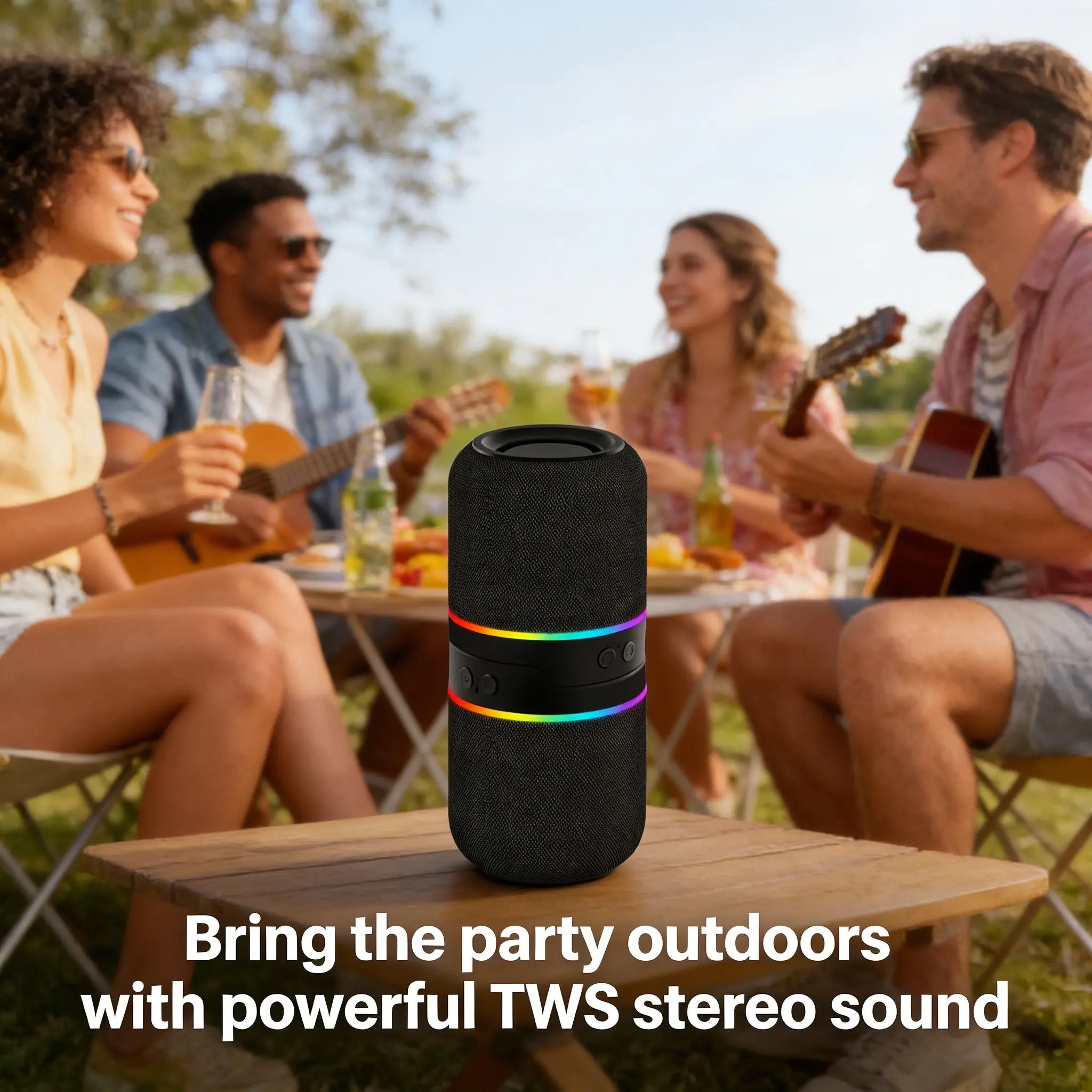 2-IN-1 Wireless Speaker Bluetooth, Multifunctional Wireless Speaker, Twist and Split to 2 Speaker, FM Radio, Magnetic Audio System, for Home/Outdoor/Beach/Party, [Stromberg] [TWIN-2] Stereo Audio