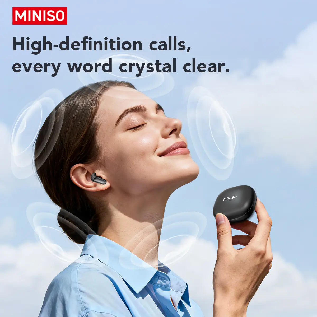 Miniso Ms108 Wireless Bluetooth-Compatible Headphones, Dual Earbuds, Buy One Get One, Android Compatible, Sleep Mode, Waterproof, Music Listening, Wireless Earbuds Headset
