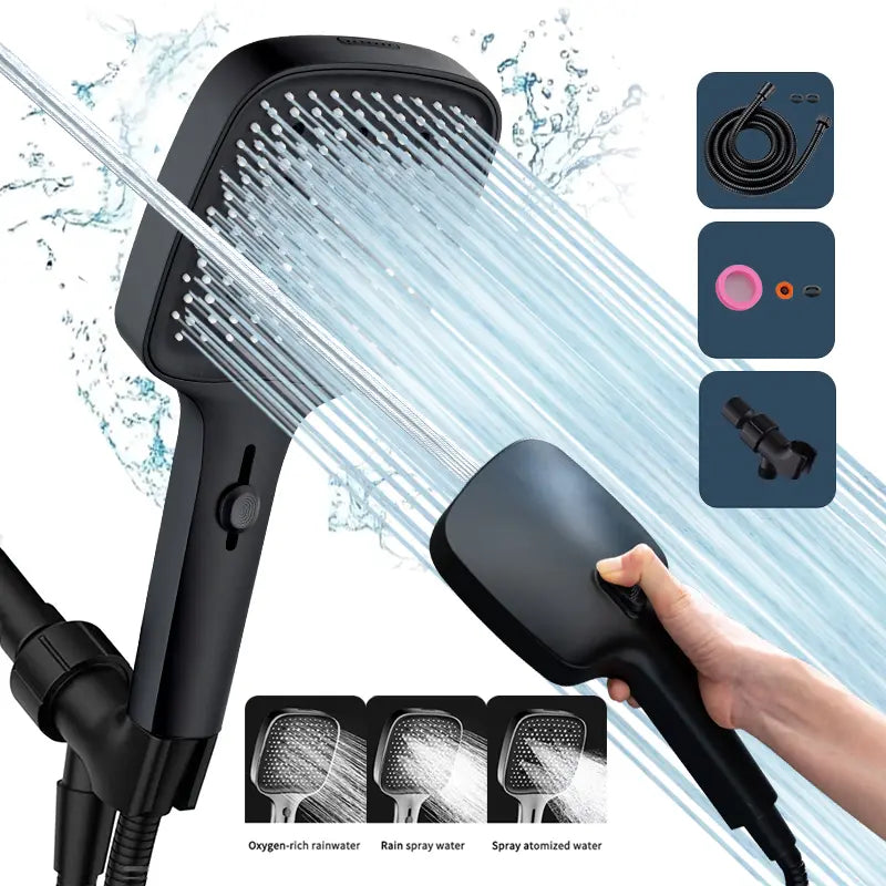 Boziwa Handheld Infinite Sliding Knob Shower Head High-Pressure Power Wash - 4-Setting Massage Spray, 60'' Hose,Chrome Finish, Easy Install,Low Flow,Anti-Clogging Nozzles