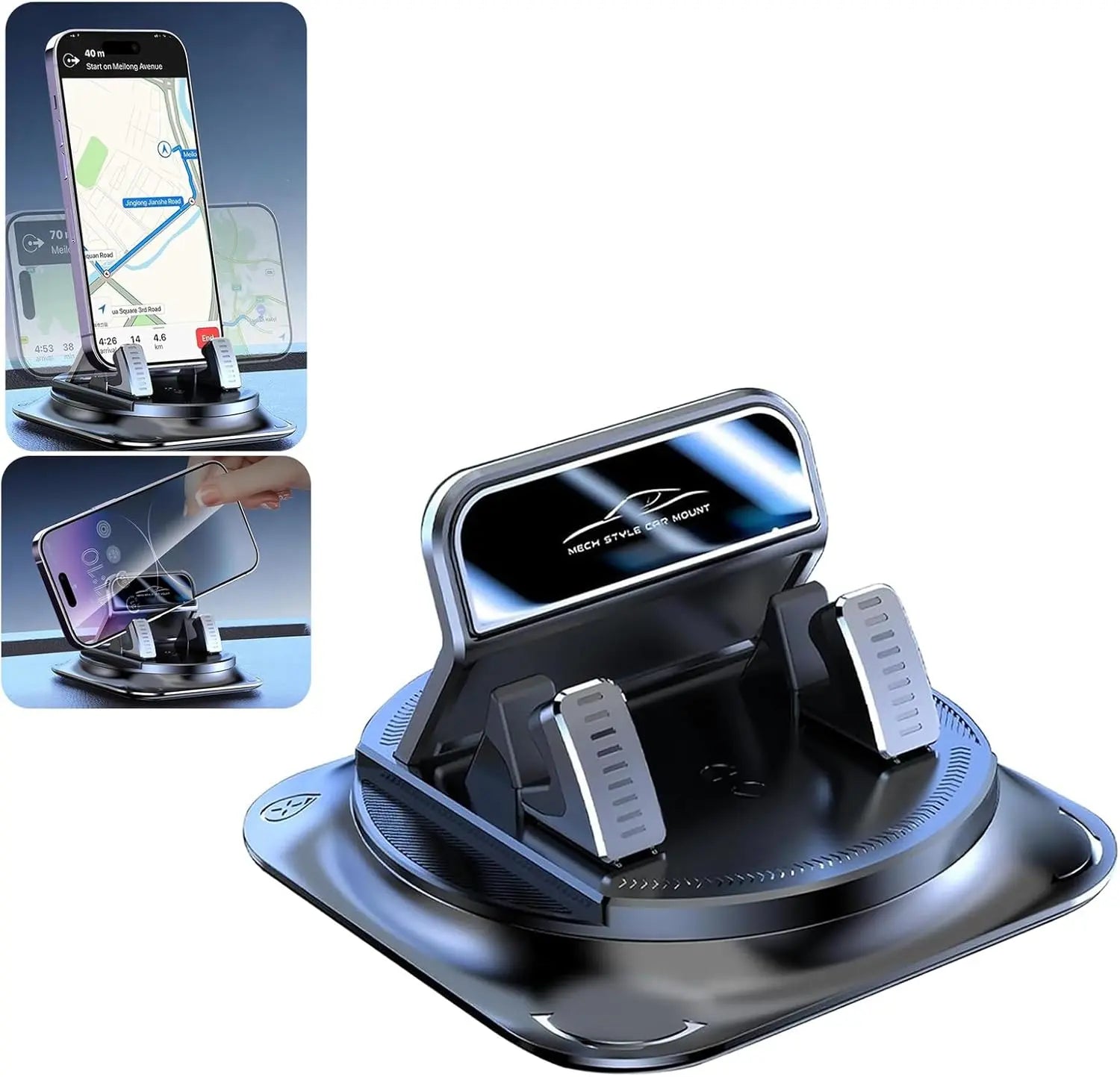 Universal Car Phone Mount, 360° Rotatable Dashboard Phone Holder with Anti-Slip Stable Base, Compatible with All Smartphones