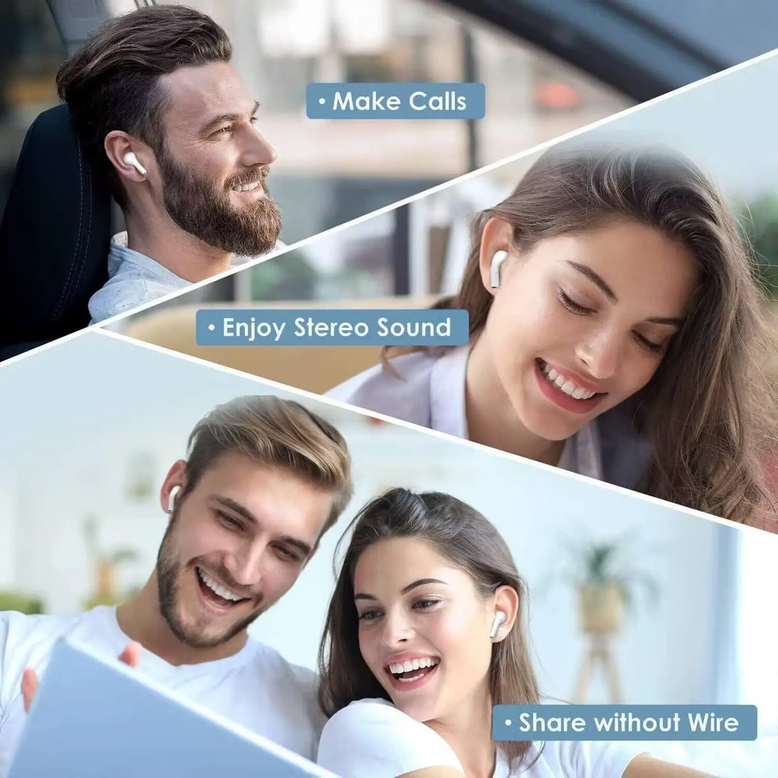 KEAI Bluetooth 5.3 Wireless Earphones, 3D Stereo Hifi Music Earbuds with USB-C Charging Case for Office, Sports, Study & Audio Calls, Portable Bluetooth Headphones