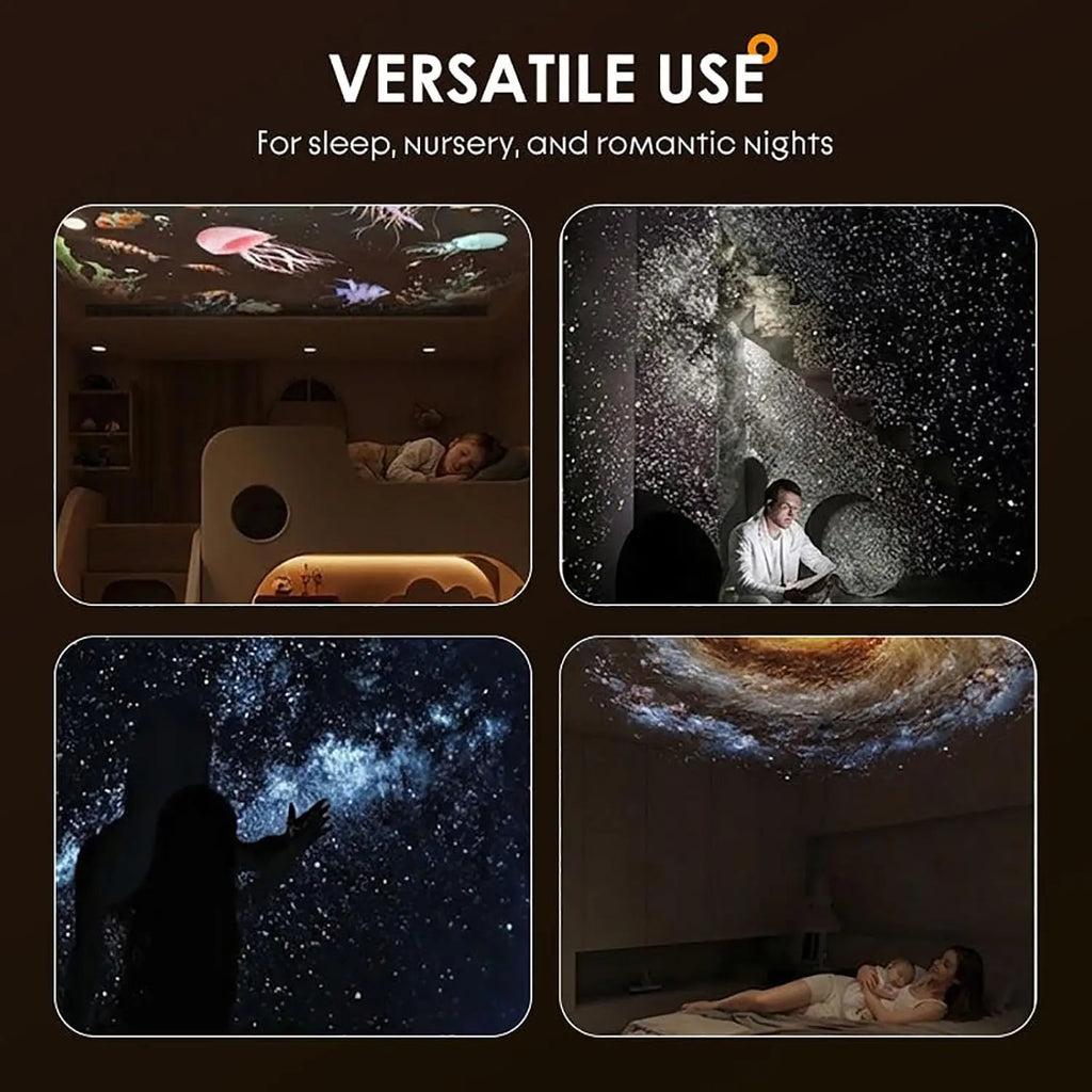 2-In-1 Galaxy Projector & Night Light, 360° Adjustable LED Space Galaxy Lamp, Milky Way Mood Lighting, HD Image Star Projectors for Bedroom Hallway Ceiling Decor