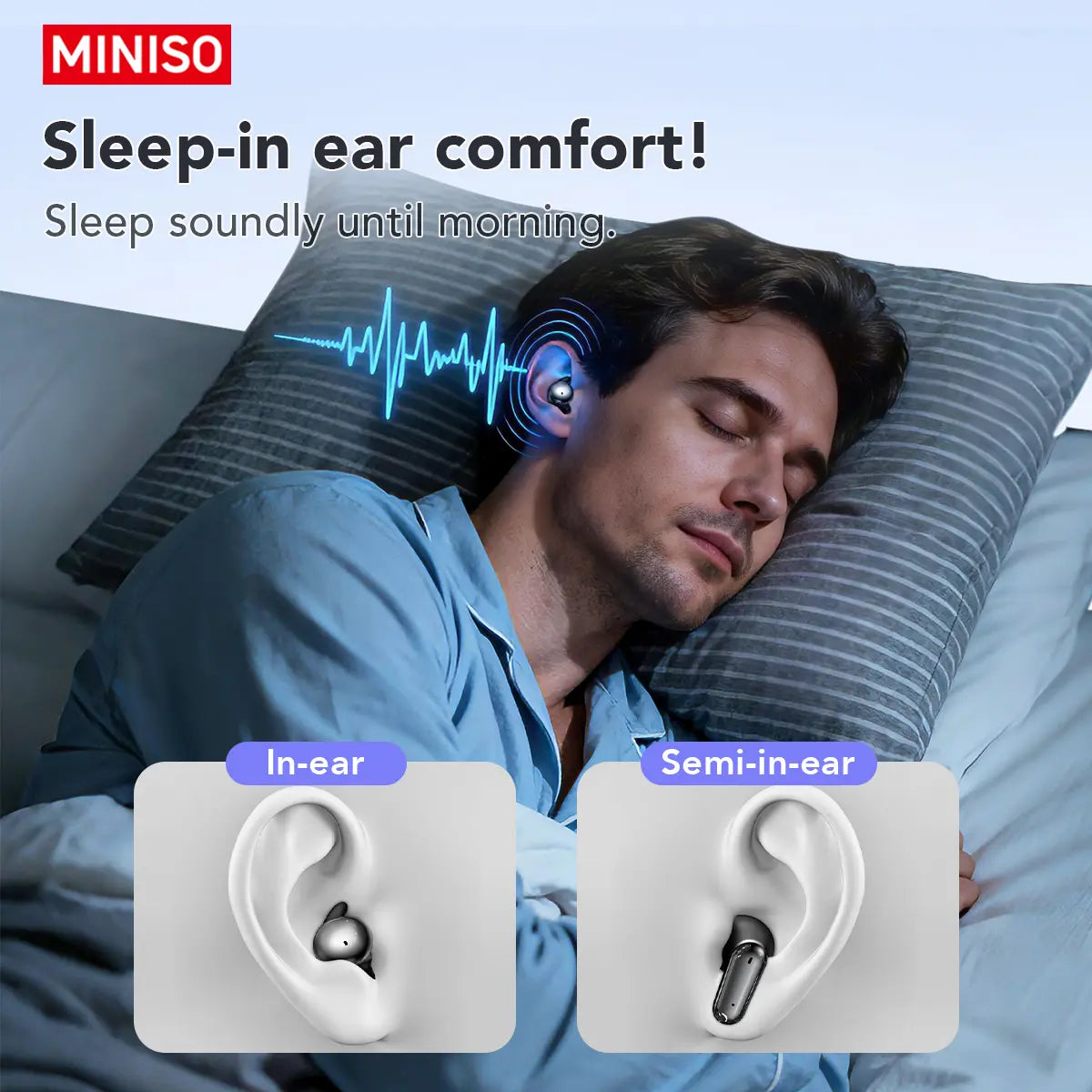 Miniso Ms108 Wireless Bluetooth-Compatible Headphones, Dual Earbuds, Buy One Get One, Android Compatible, Sleep Mode, Waterproof, Music Listening, Wireless Earbuds Headset