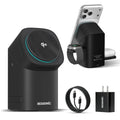 3 in 1 Wireless Charging Station for Iphone & Samsung, Qi 2 Certified 15W Fast Magnetic Charger Stand with 30W Adapter for Magsafe Iphone 17/16/15/14/13/12 Pro Max, Airpods, Apple & Galaxy Watch