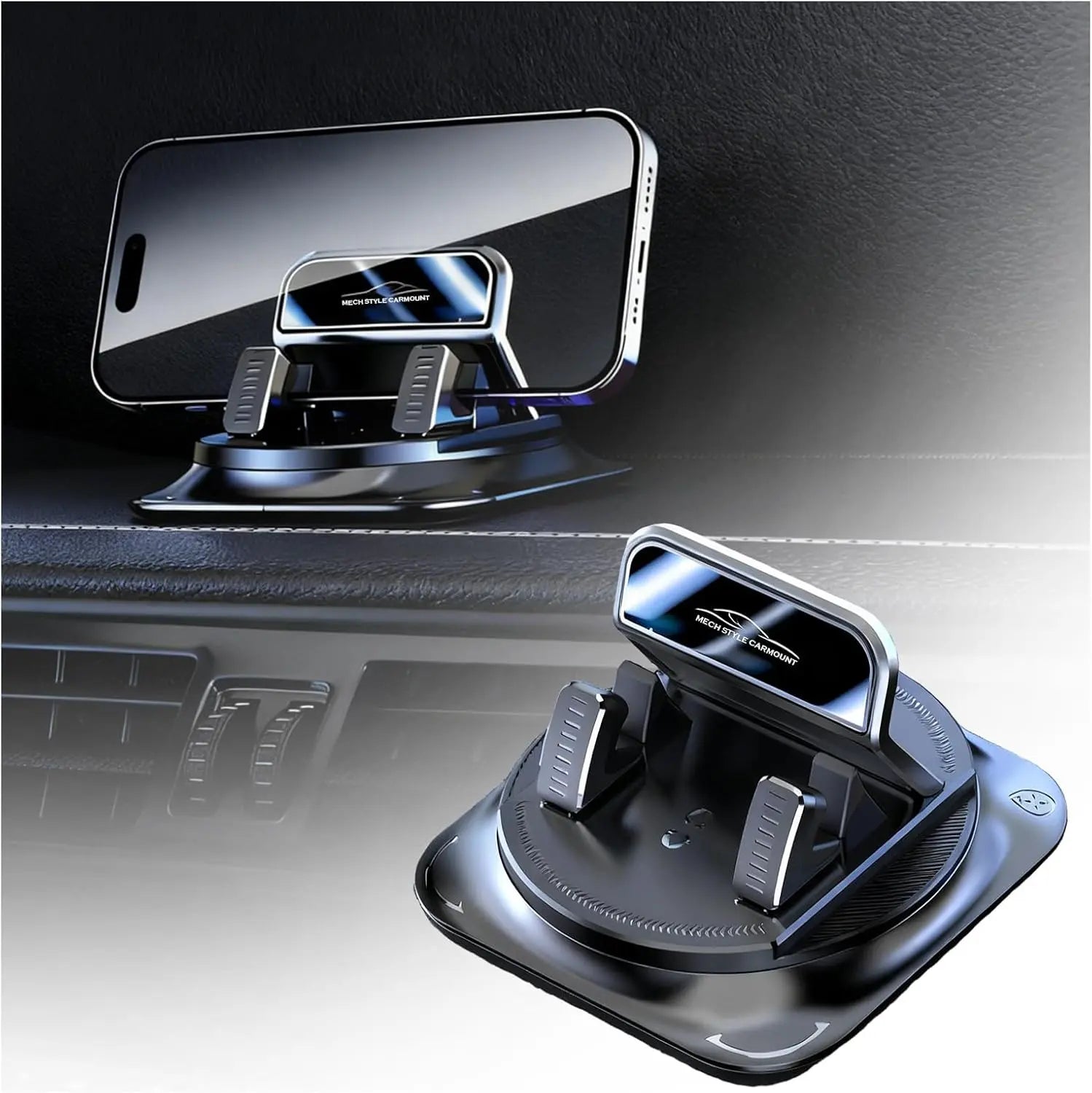 Universal Car Phone Mount, 360° Rotatable Dashboard Phone Holder with Anti-Slip Stable Base, Compatible with All Smartphones